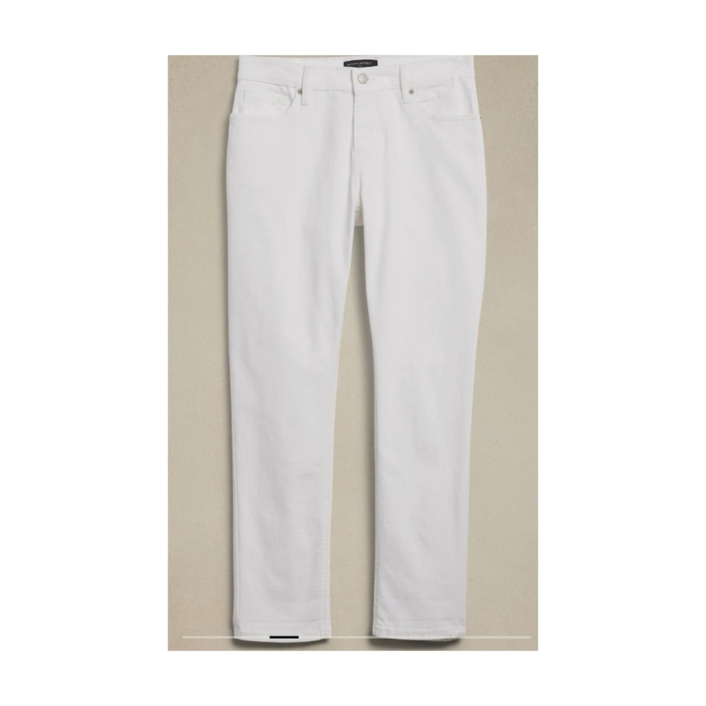 Banana Republic Girlfriend White Jeans Women’s Size 14 Stretch Ankle Crop NWOT